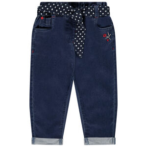 Τζιν με ζώνη και κέντημα για bebe κορίτσι 