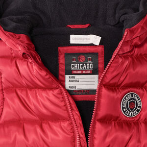 Αμάνικο πάνινο μπουφάν με κουκούλα και λαστιχένιο σήμα για αγόρι 