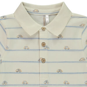 Πολυκαιρισμένο πλεκτό μπλουζάκι με σχέδιο αυτοκινήτων και ρίγες για μωρό αγόρι 