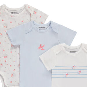Σετ από 5 κοντομάνικα κορμάκια φαντεζί για bebe κορίτσι με διαφορετικά ανοίγματα ανάλογα με την ηλικία 