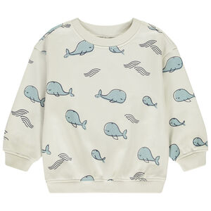 Sweat molleton oversize imprimé baleines pour bébé garçon 
