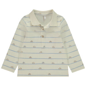 Πολυκαιρισμένο πλεκτό μπλουζάκι με σχέδιο αυτοκινήτων και ρίγες για μωρό αγόρι 