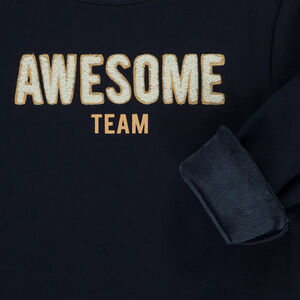 Φούτερ από φλις και βελουτέ + κέντημα για αγόρι 