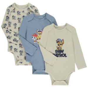Lot de 3 bodies manches longues Pat'Patrouille pour bébé garçon avec ouvertures différentes selon l'âge 