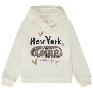 Φούτερ με κουκούλα molleton με σχέδιο από παγιέτες για κορίτσι 