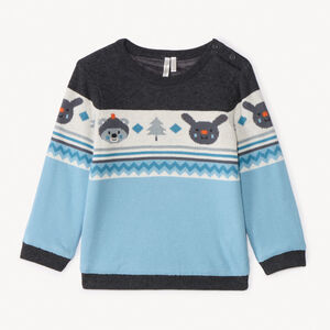 Πουλόβερ από πλεκτό ζακάρ με επένδυση βελούδου για αγόρι μωρού 