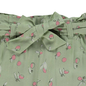 Παντελόνι με σχέδιο ροδάκινο με ζώνη που δένει για bebe κορίτσι 