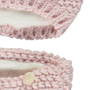 Σετ 2 τμχ. πλεκτό point de blé με χρυσό lurex για κορίτσι με σκούφο πομ πομ και snood 