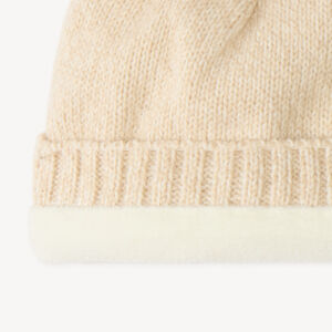 Bonnet bébé fille en tricot doublé micropolaire à pompons 