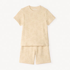 Σύνολο 2 τεμαχίων t-shirt + σορτς με σχέδιο από φουντούκια που απεικονίζει φοίνικες για αγόρι. 