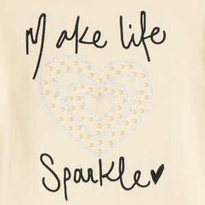 T-shirt με μακριά μανίκια για κορίτσια με πέρλες και σχέδιο. 