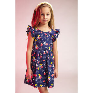 Φόρεμα skater κοντομάνικο με πλάτη που πέφτει για κορίτσι 