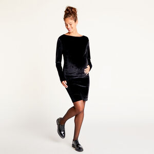Robe de grossesse en velours à manches longues 