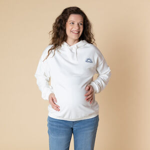 Φούτερ εγκυμοσύνης και θηλασμού με κουκούλα, σχέδιο και κέντημα 