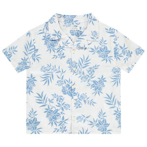 Κοντομάνικο υφασμάτινο πουκάμισο με σχέδιο φύλλων για αγόρι 