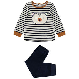 Πιτζάμα 2 τμχ. βελουτέ με κέντημα αρκούδα για μωρό αγόρι  Main Πιτζάμα 2 τμχ. βελουτέ με κέντημα αρκούδα για μωρό αγόρι