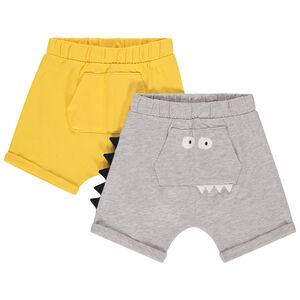 Σετ από 2 βερμούδες από βιολογικό βαμβάκι με ανάγλυφες λεπτομέρειες 