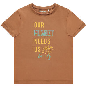 T-shirt κοντομάνικο με οργανικό βαμβάκι με μήνυμα σχέδιο 