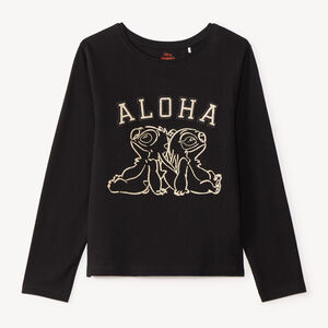 T-shirt pour fille à manches longues avec broderie Stitch et Angel 