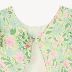 Φόρεμα κοντό μανίκι με λουλούδια και άνοιγμα στην πλάτη για κορίτσι 