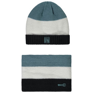 Ensemble bonnet + snood effet color block pour garçon 