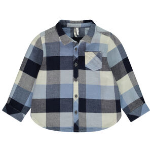 Πουκάμισο μακρυμάνικο με καρό σχέδιο και γιακά mao για bebe αγόρι 