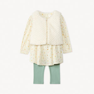 Ensemble 3 pièces avec tunique fleurie pour bébé fille 