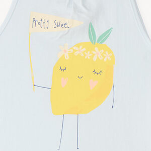 Σετ πιτζάμας 2 τεμαχίων με αμάνικο μπλουζάκι + σορτσάκι με σχέδιο λεμόνι για κορίτσι 