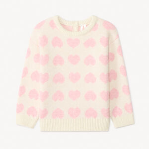 Pull à manches longues imprimé cœurs pour bébé fille  
