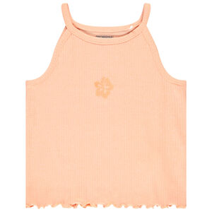 Μπλουζάκι αμάνικο κοντό κοτλέ με κέντημα για κορίτσι 