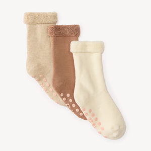 Lot de 3 chaussettes bébé fille à revers bouclette 