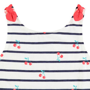 Αμάνικο μπλουζάκι με οργανικό βαμβάκι ριγέ με κεράσια 