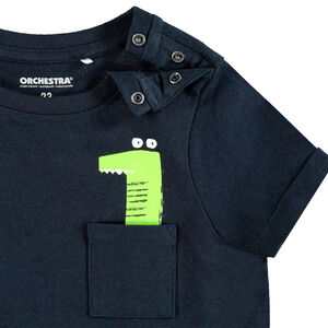 T-shirt κοντομάνικο με τσέπη και  σχέδιο δεινόσαυρο 