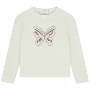 Πουλόβερ από πλεκτό ριπ με αστραφτερό φιόγκο για κορίτσι 