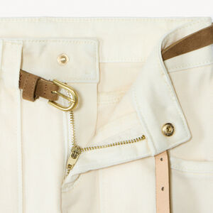 Jean mom από μονόχρωμο denim με καφέ ζώνη για κορίτσι 