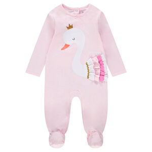 Ζέρσεϊ φορμάκι ύπνου με τυπωμένους κύκνους και βολάν 