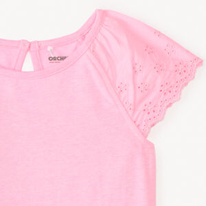 T-shirt με κοντά μανίκια από λείο ύφασμα σε μονόχρωμο για κορίτσι μωρό 
