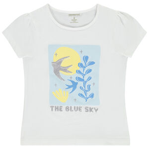 Κοντομάνικο μπλουζάκι με φαντεζί σχέδιο για κορίτσι 