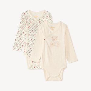 Lot de 2 bodies bébé fille manches longues motif ourson 