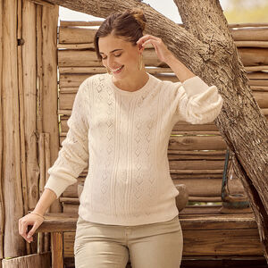 Πουλόβερ πλεκτό φαντεζί με φουσκωτά μανίκια για γυναίκες 