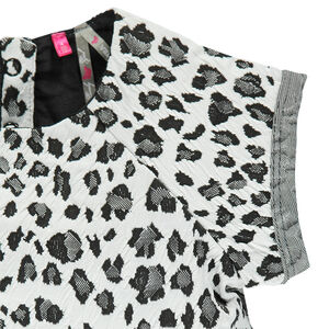 Sweat manches courtes jacquard imprimé léopard 