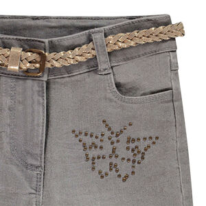 Jean denim με πλεκτή ζώνη για κορίτσι 