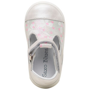 Δερμάτινα περλέ παπουτσάκια με μπαρέτα και τυπωμένα λουλούδια 