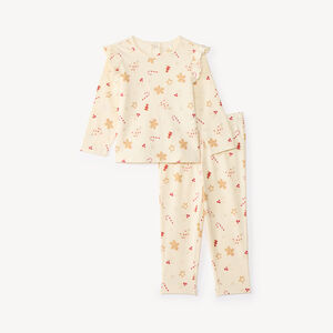 Ensemble 2 pièces bébé fille en jersey imprimé Noël 