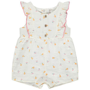 Σαλοπέτα κοντή από βαμβακερή γάζα με σχέδιο φρούτων για μωρό κορίτσι 