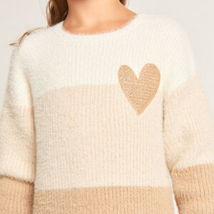 Φόρεμα πλεκτό pelucheux με εφέ colorblock για κορίτσι 