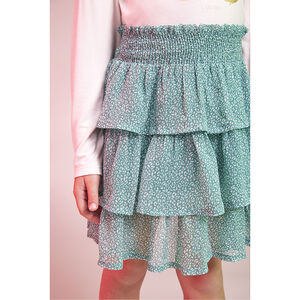 Φούστα κοντή με βολάν crépon με σχέδιο για κορίτσι 