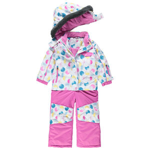 Ολόσωμη φόρμα του σκι με όψη 2 σε 1 και πολύχρωμα πουά 