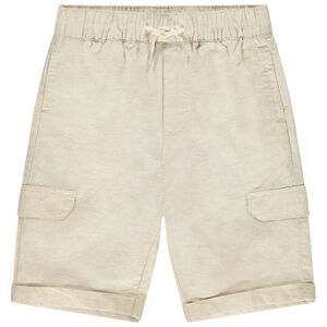 Βερμούδα από ύφασμα μονόχρωμο με εφέ χνουδωτού για αγόρι 
