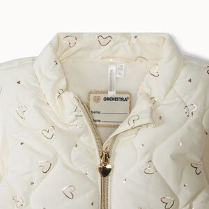 Αμάνικο μπουφάν πάνινο με σχέδιο καρδιές για bebe κορίτσι 